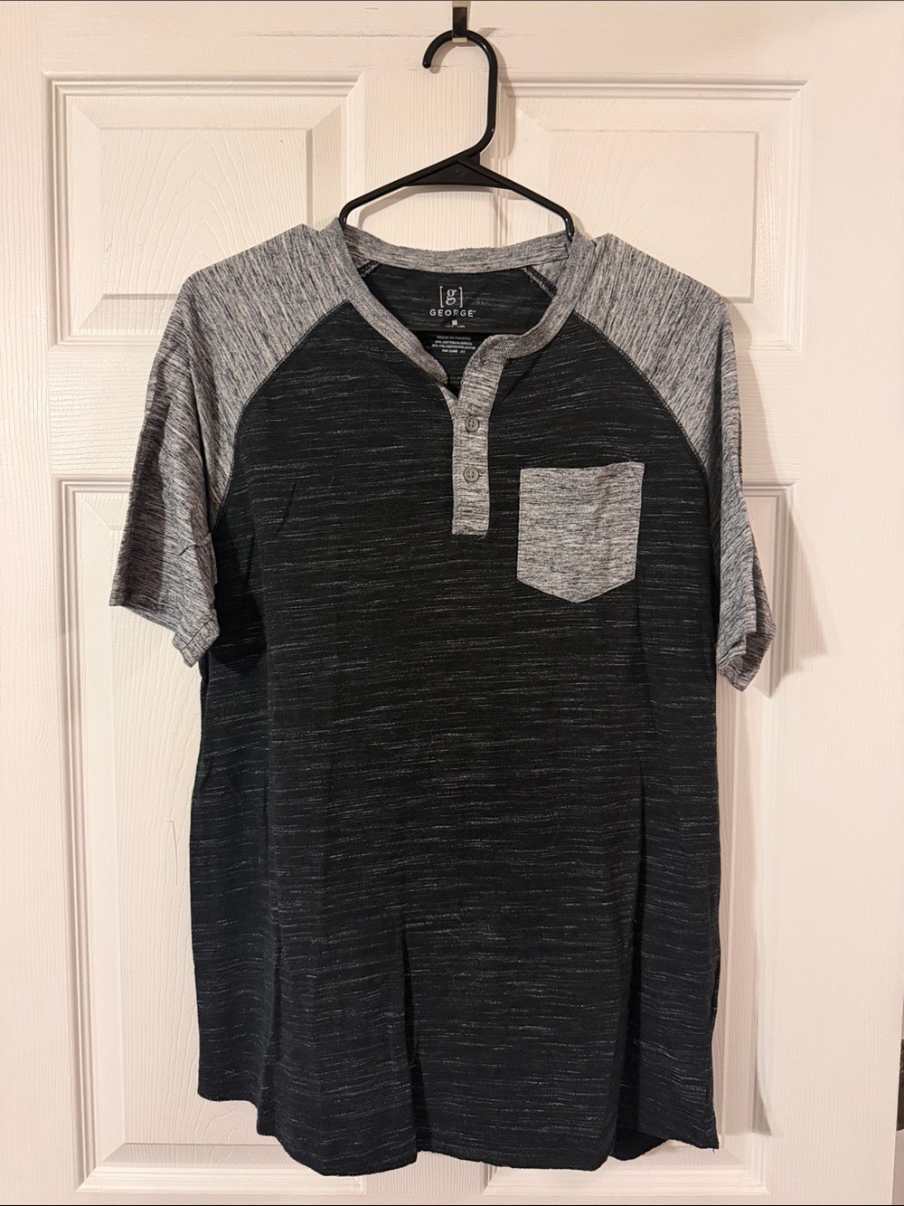 George Men’s Black & Gray Short Sleeve Henley Shirt